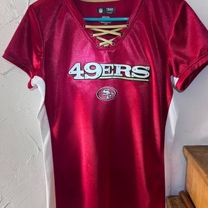 San Francisco 49ers Ladies Football Jersey; Size L, New; 20”x28”(Length)